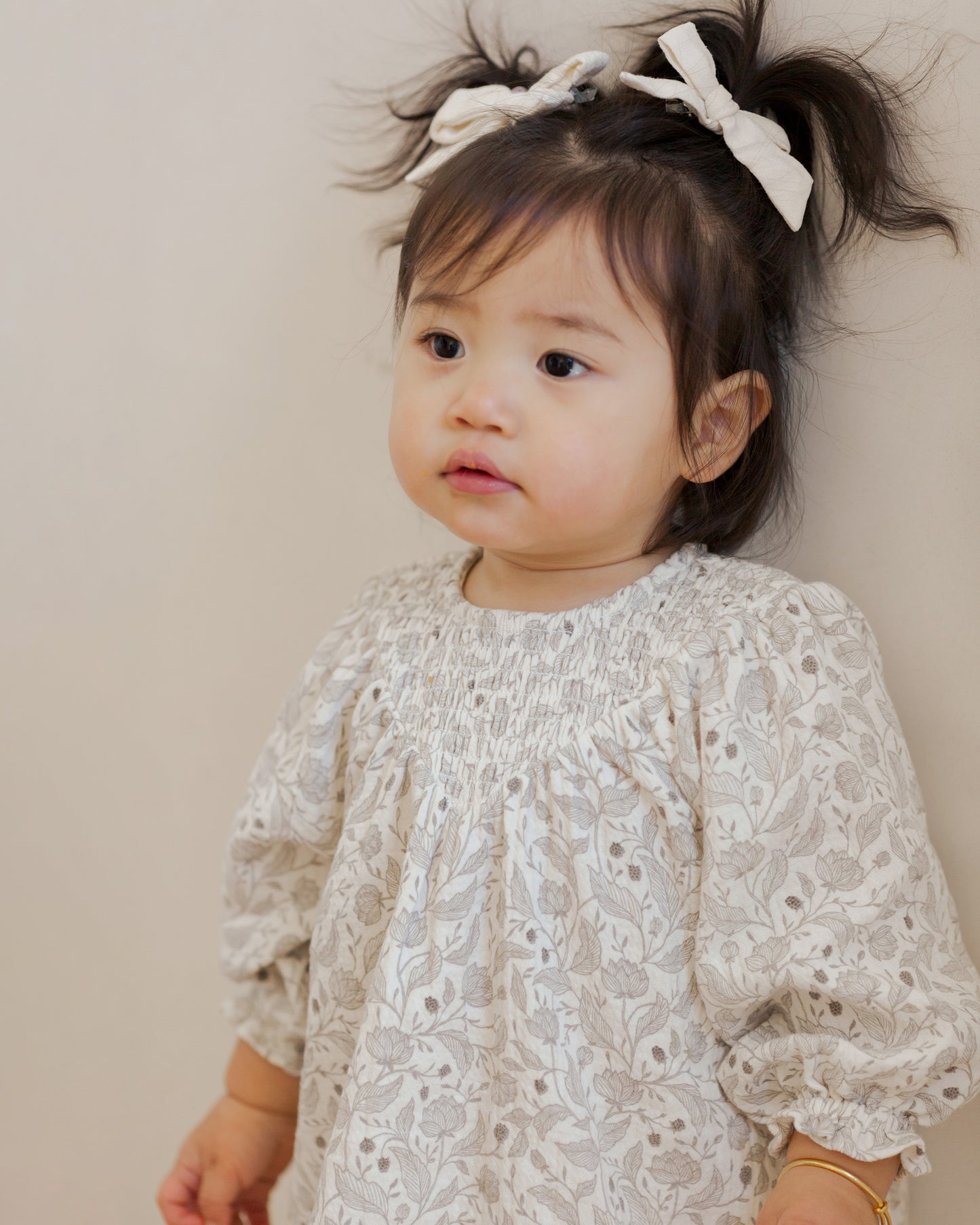 Winter Floral V Smocked Dress