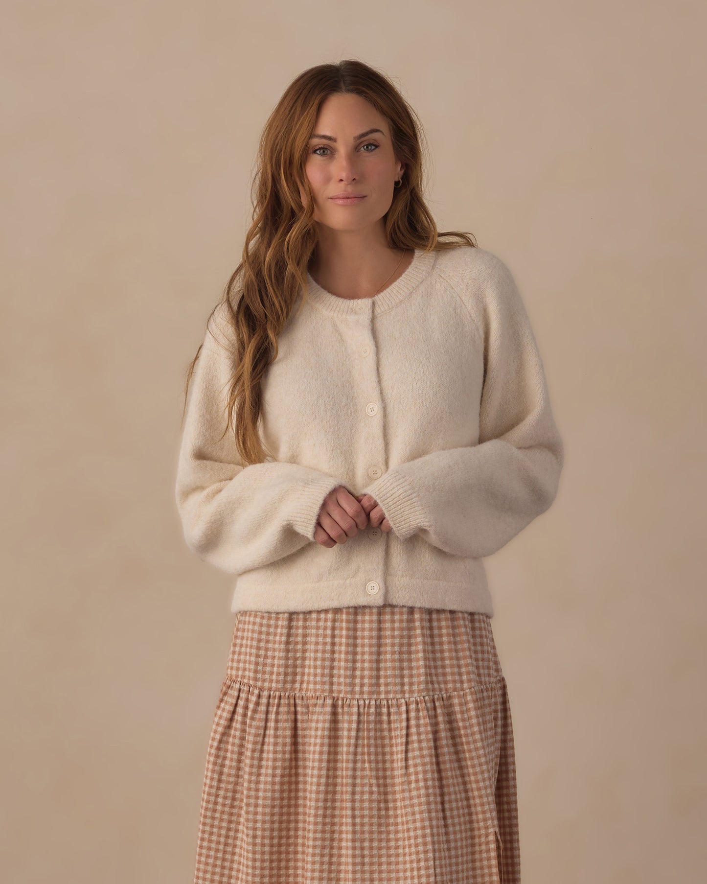 Fawn Gingham Midi Skirt
