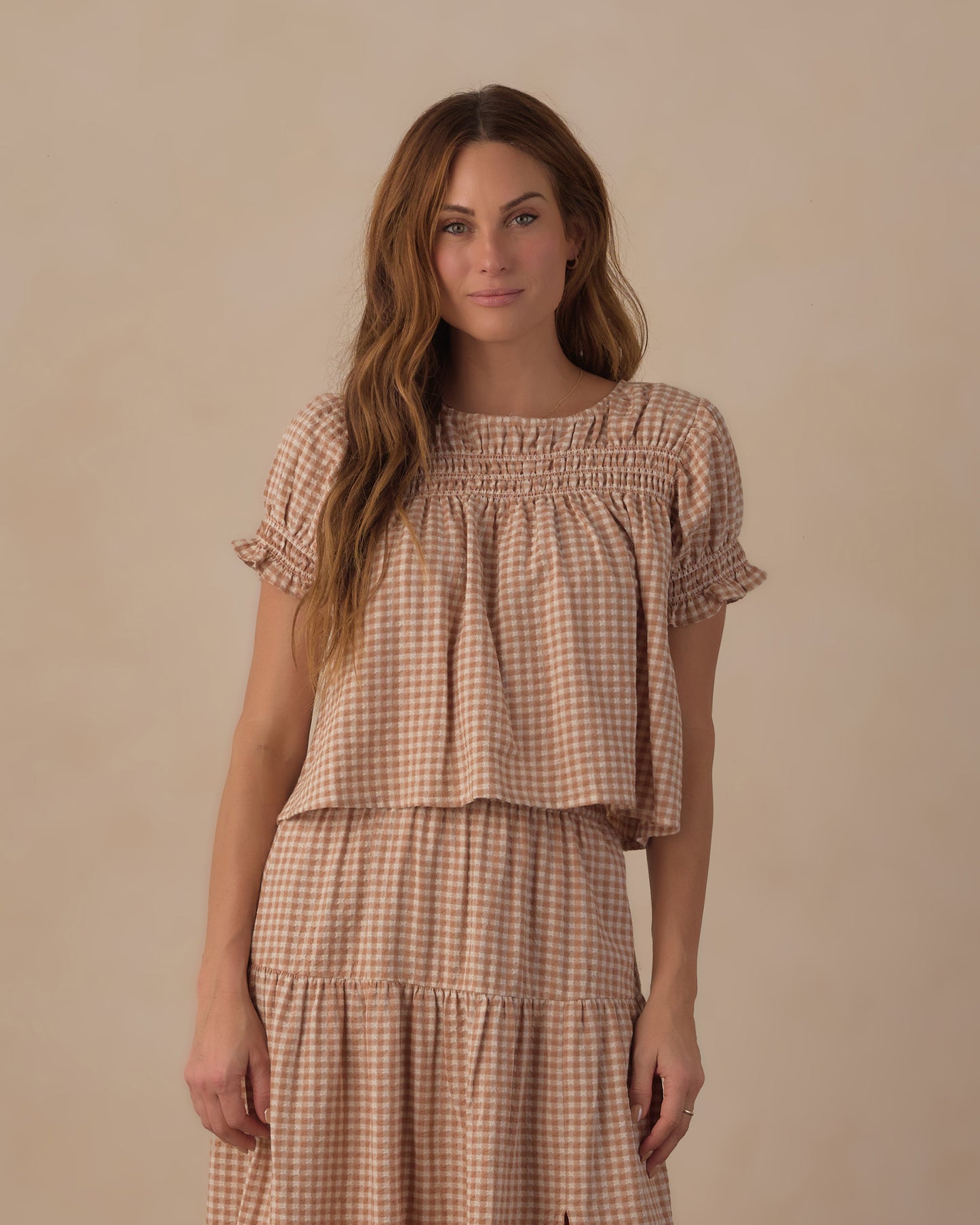 Fawn Gingham Colette Top