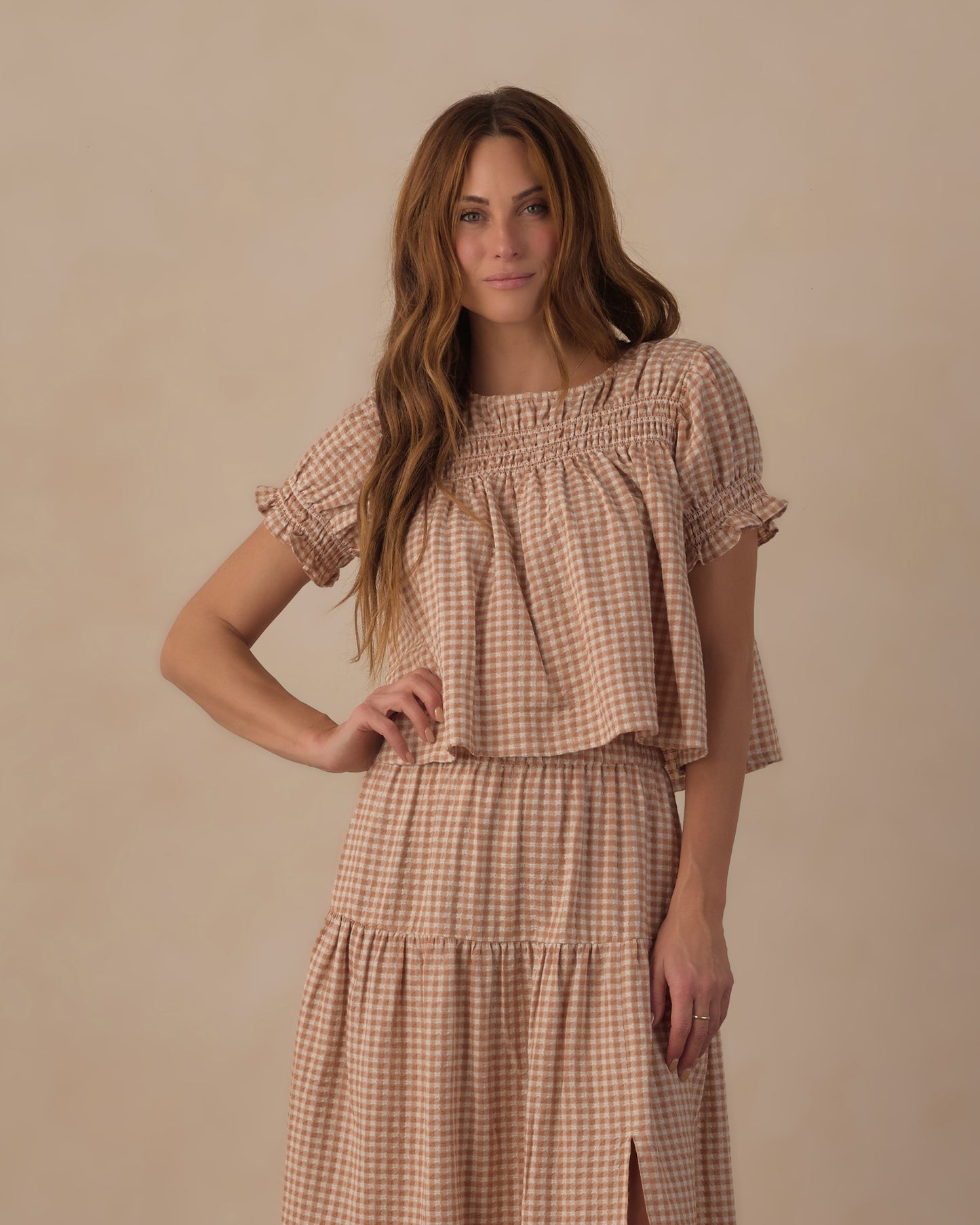 Fawn Gingham Colette Top