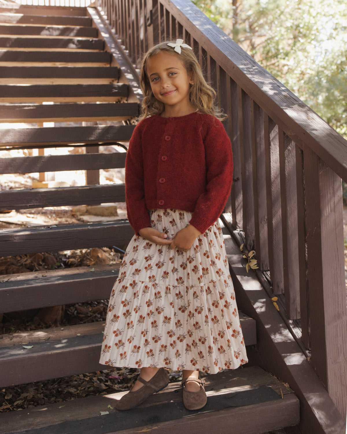 Antique Bouquet Tiered Midi Skirt