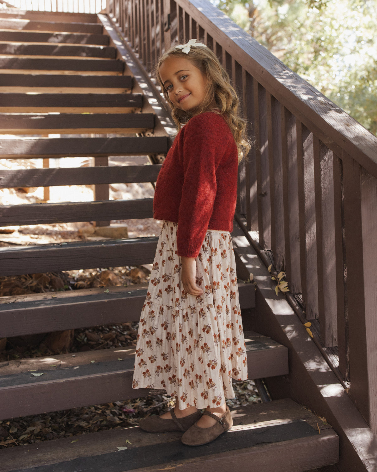 Antique Bouquet Tiered Midi Skirt