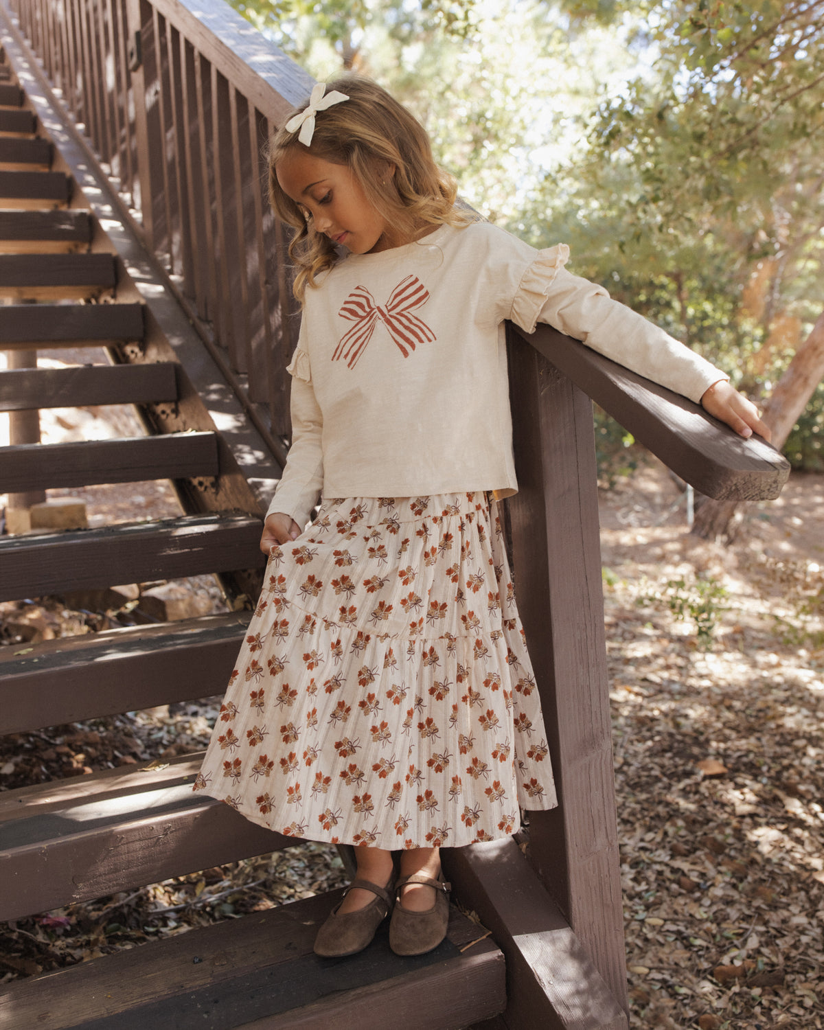 Antique Bouquet Tiered Midi Skirt