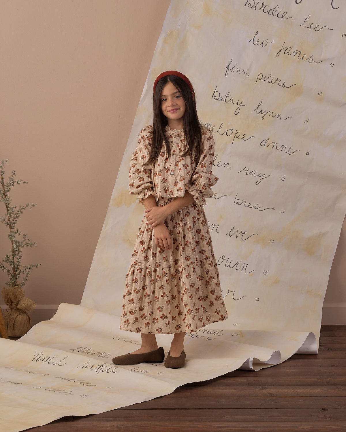 Antique Bouquet Tiered Midi Skirt