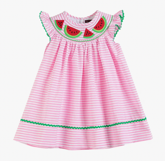 Watermelon Pk Stripe Smock Dress