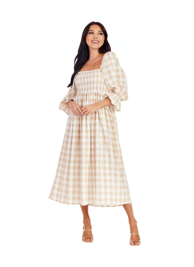 Tan Byerly Midi Dress