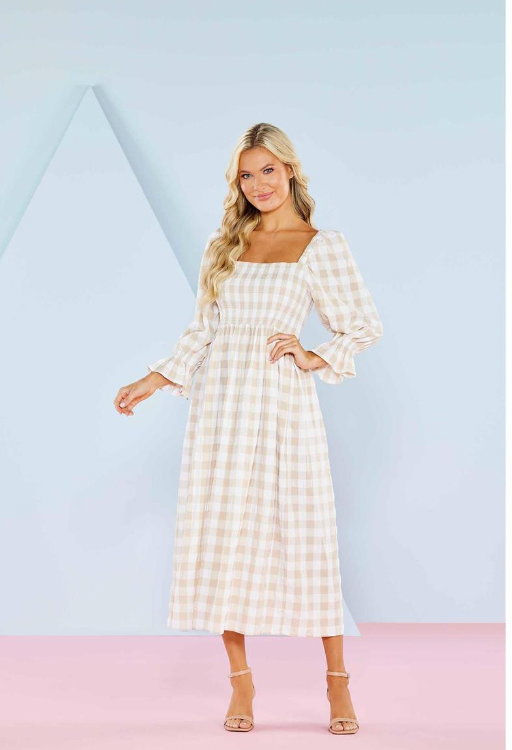 Tan Byerly Midi Dress