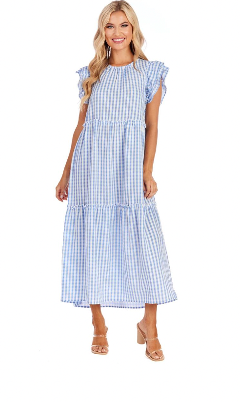 Blue Bardot Maxi Dress
