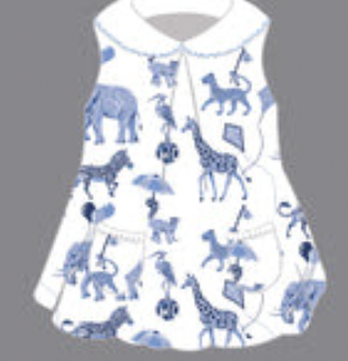 Chinoserie Safari Slvless Twirl Dress