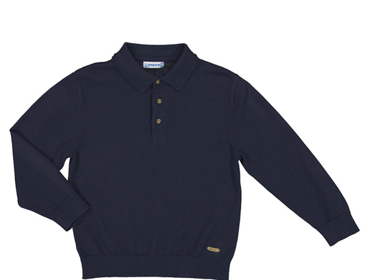 Navy L/S Knit Polo