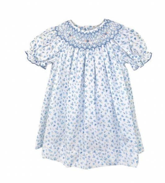 Blue Floral Smock Dress