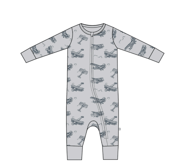 Airplanes Organic 2Way Zip Romper