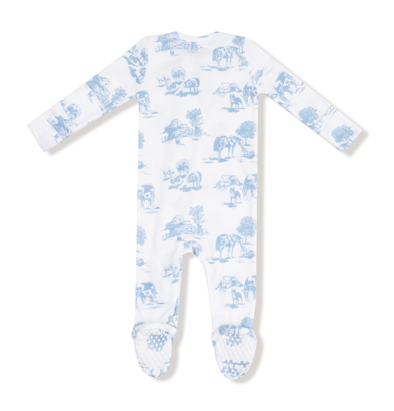 Farm Bl Toile 2Zip Footie