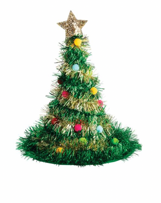 Green Singing Tinsel Tree Hat
