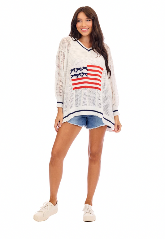 White Americana Sweater