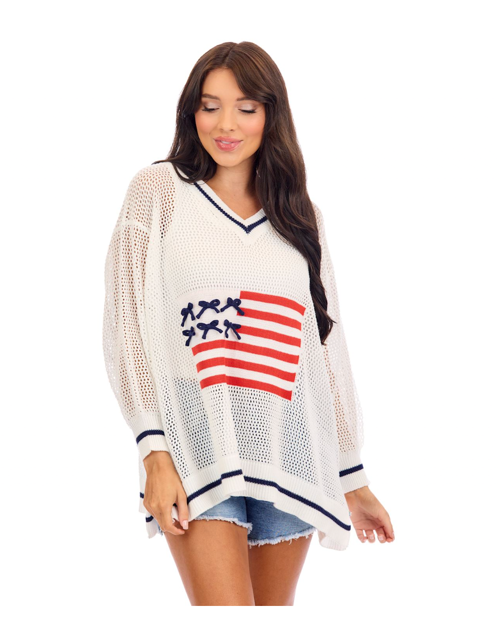 White Americana Sweater