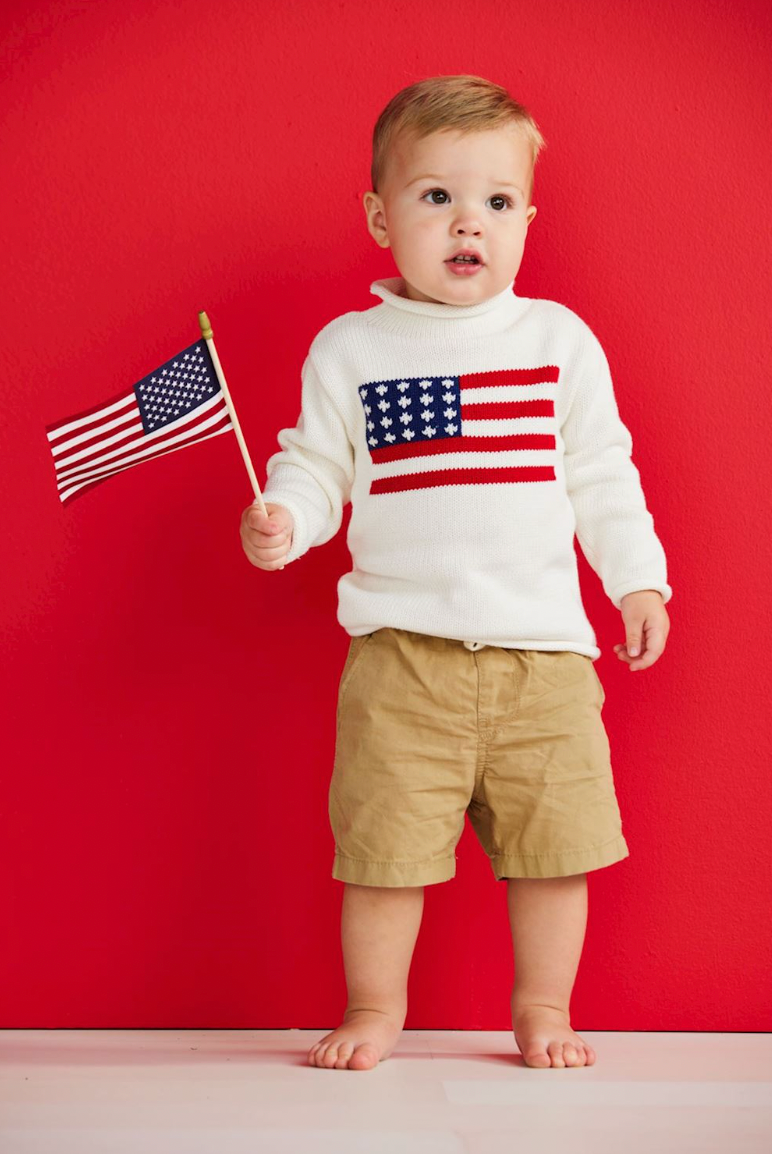 Cream Flag Rollneck Sweater
