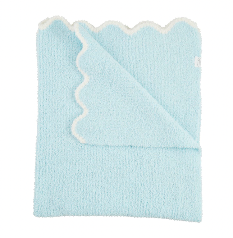 Blue Scallop Chenille Blanket