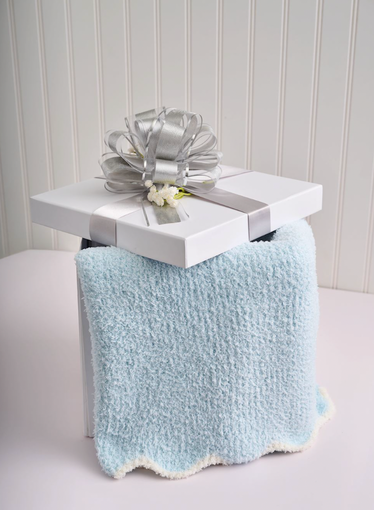 Blue Scallop Chenille Blanket