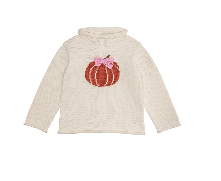 Bow Pumpkin Rollneck Sweater