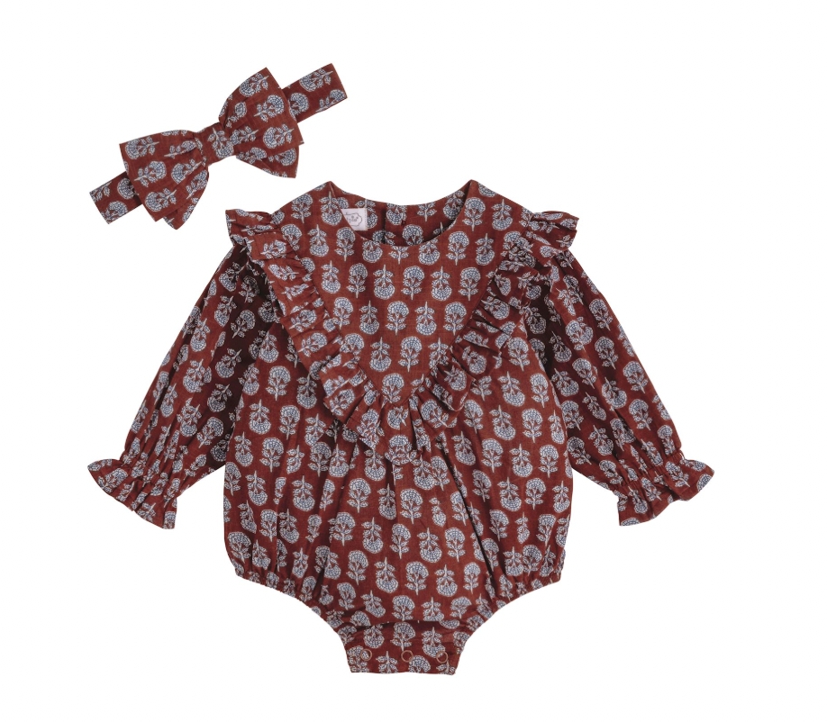 Rust Floral Bubble & Headband Set