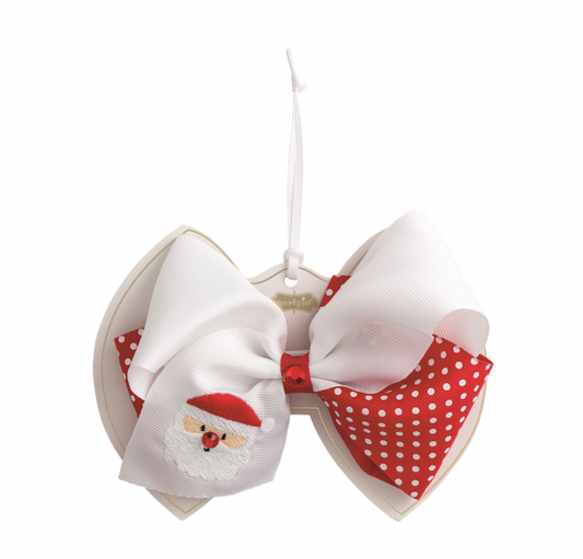 Santa Embroidered Bow