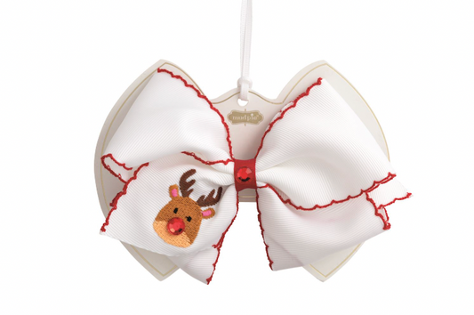 Reindeer Embroidered Bow