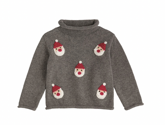 Gray Scattered Santa Rollneck Sweater