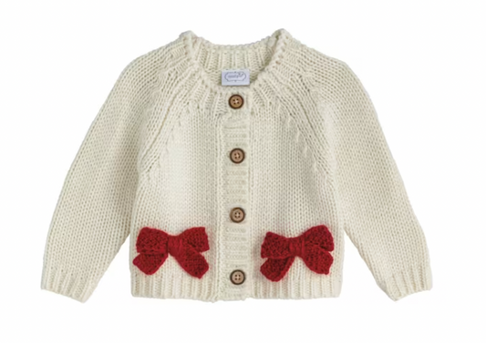 Red Bow Crochet Cardigan