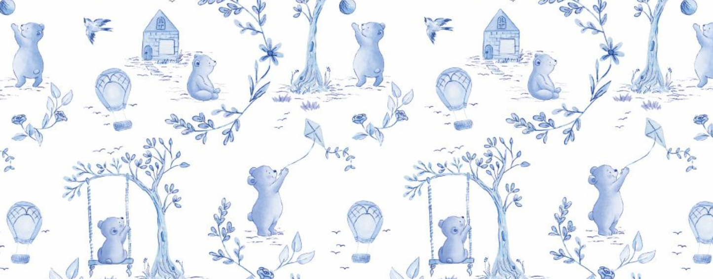 Blue Toile de Jouy Towel & Mit