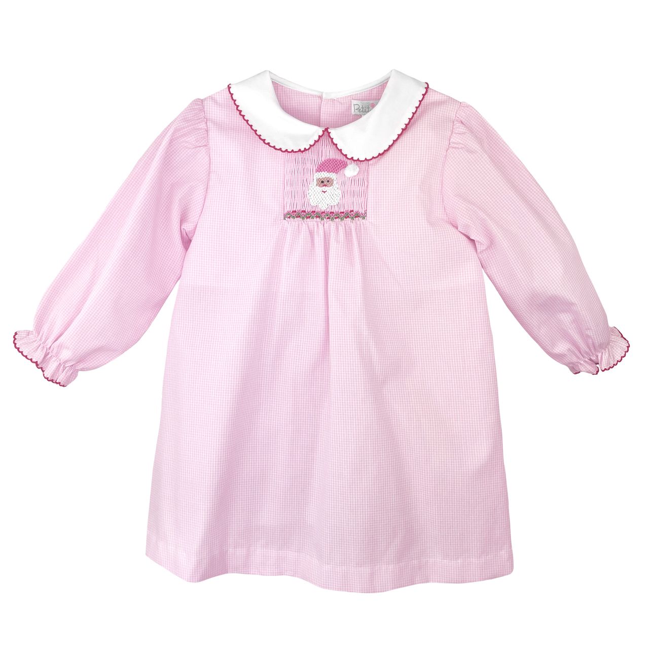 Pink Santa Gingham Smock Dress