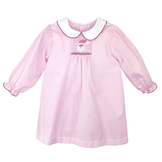 Pink Santa Gingham Smock Dress