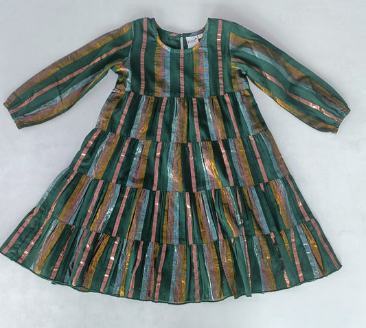 Green L/S Multi Foil Stripe Dress