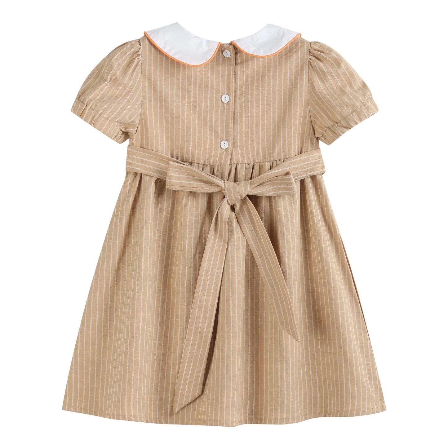 Light Brown Pumpkin Collared Smocked Dress