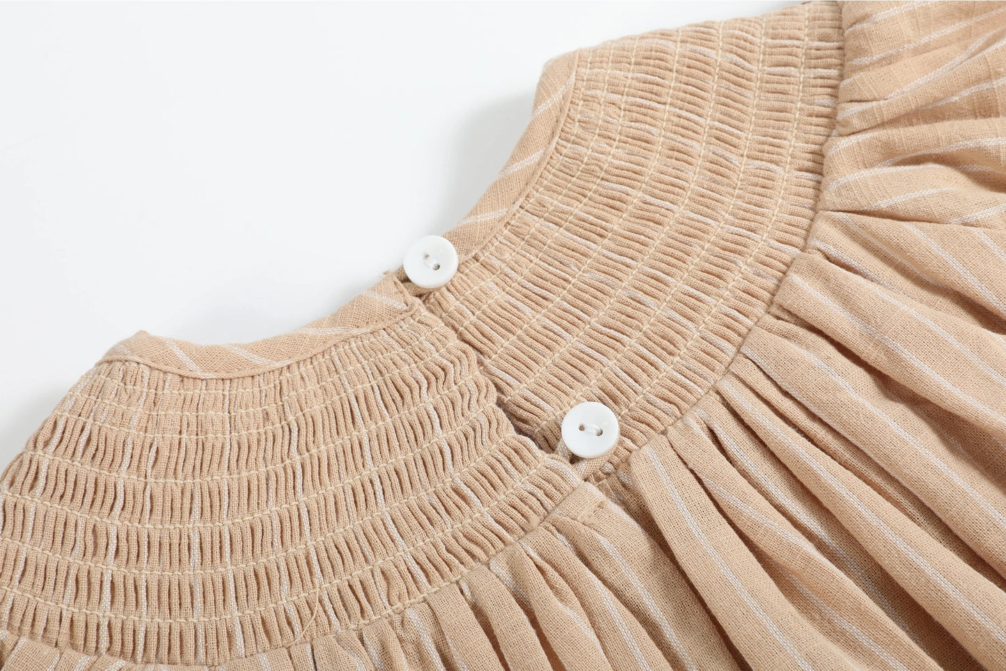 Light Brown Pinstripe Pumpkin Smock Dress