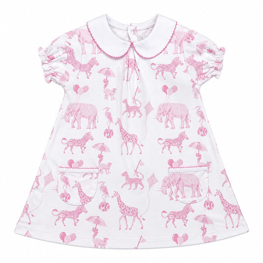 Pink Safari Circus Pocket Twirl Dress