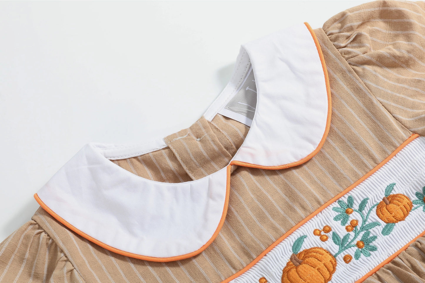 Light Brown Pumpkin Collared Smocked Dress