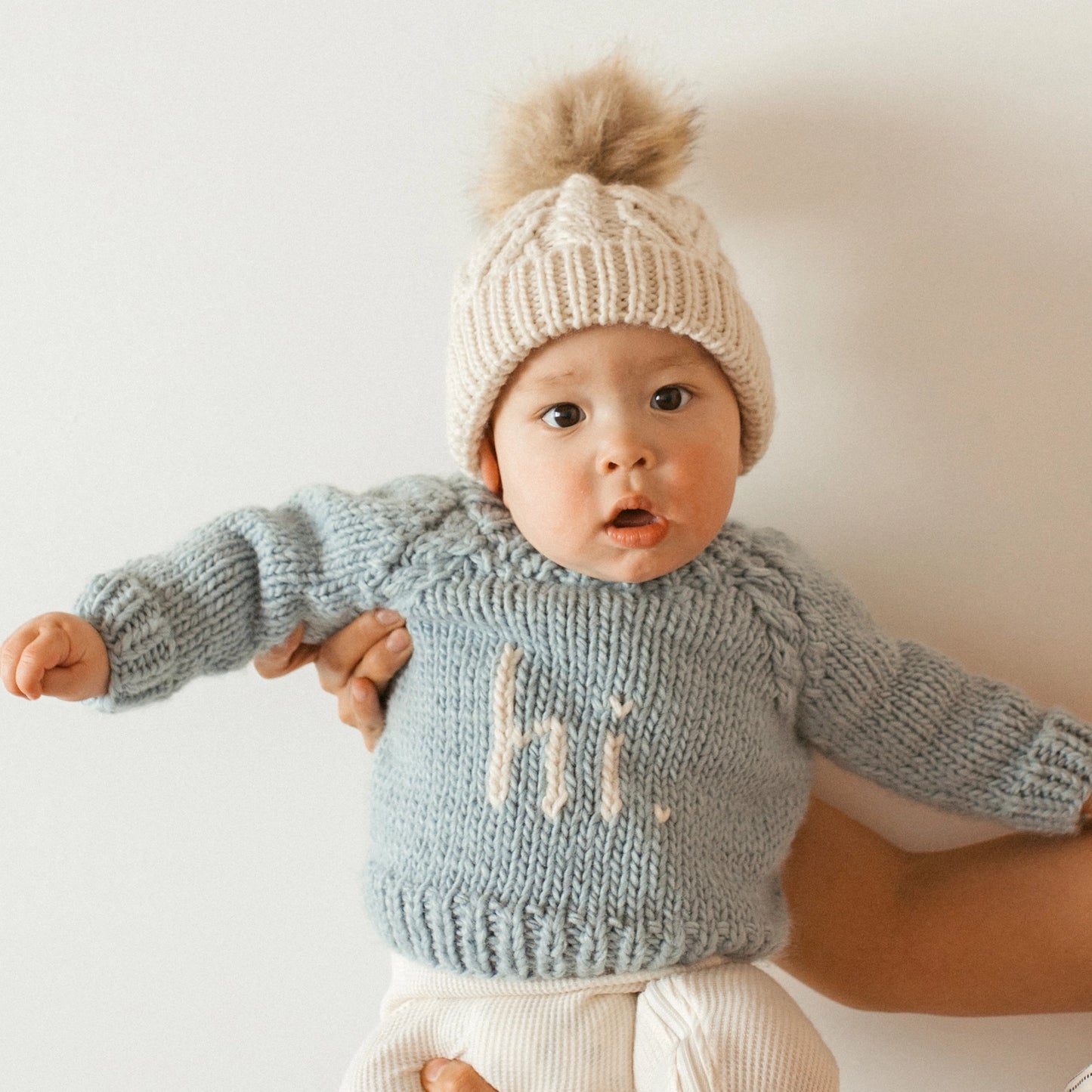 "Hi" Surf Blue Sweater