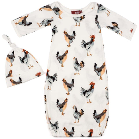 Chicken Organic Gown & Hat Set