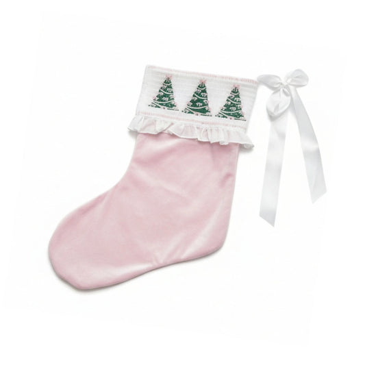 Pink Velvet Tree Smock Stocking