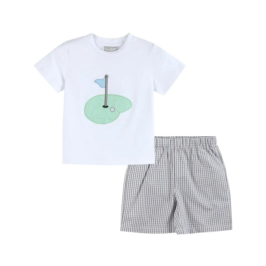 Gray Gingham Golf Tee & Short