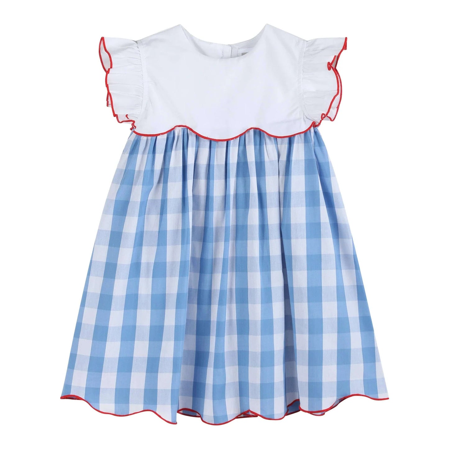 Red White Blue Check Flutter Dress