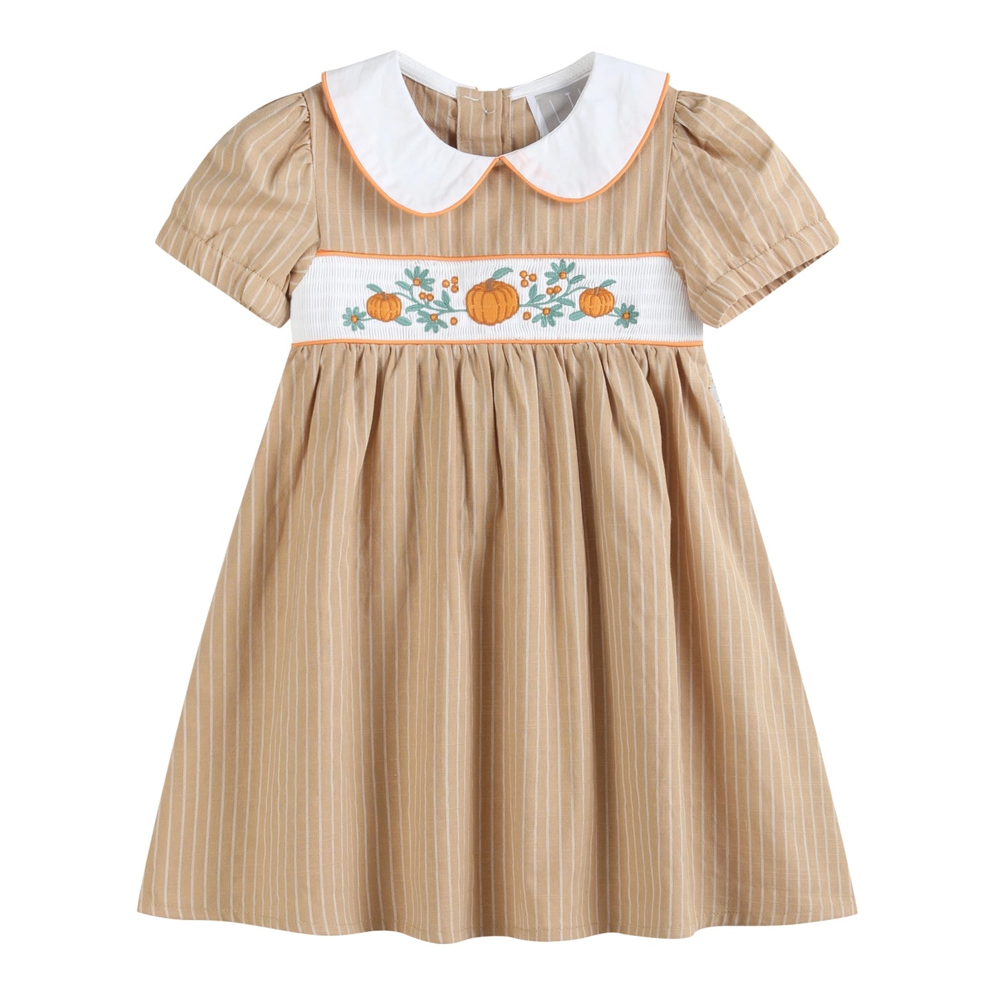 Light Brown Pumpkin Collared Smocked Dress
