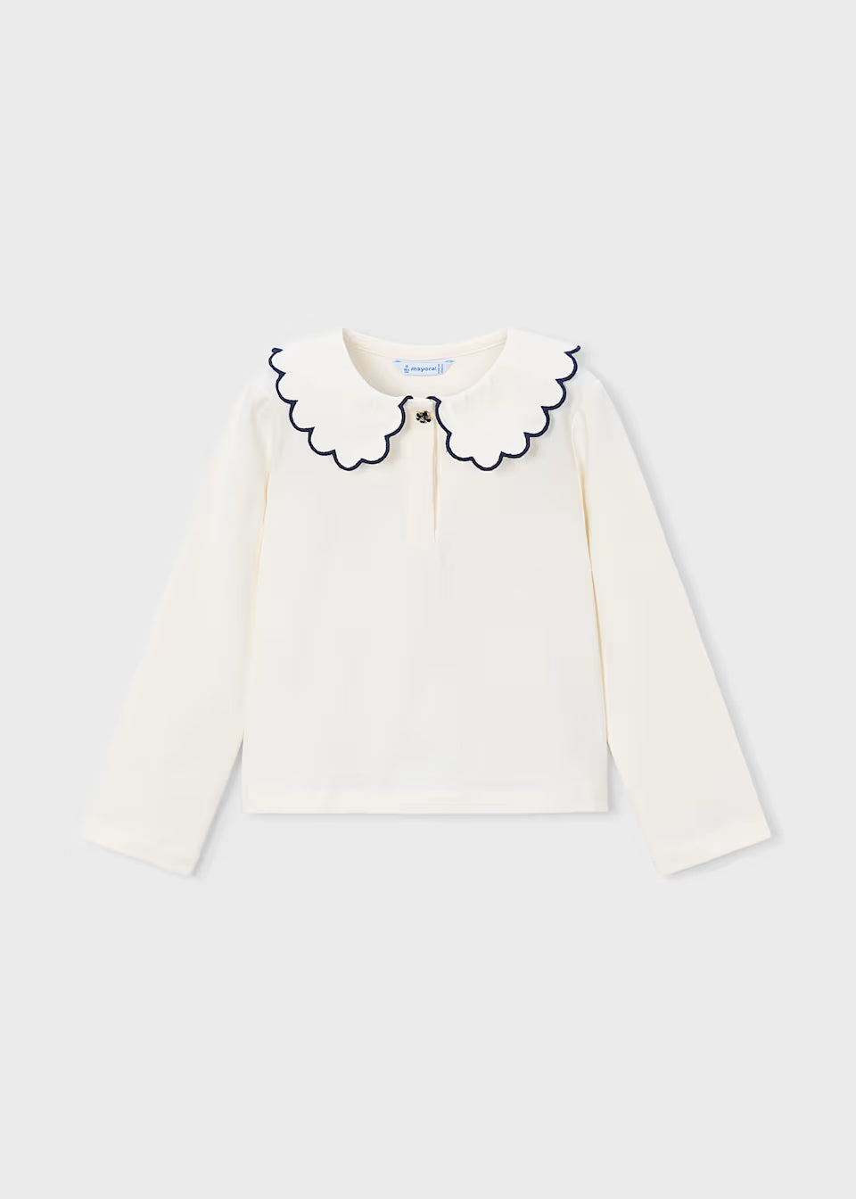 Scalloped LS Blouse