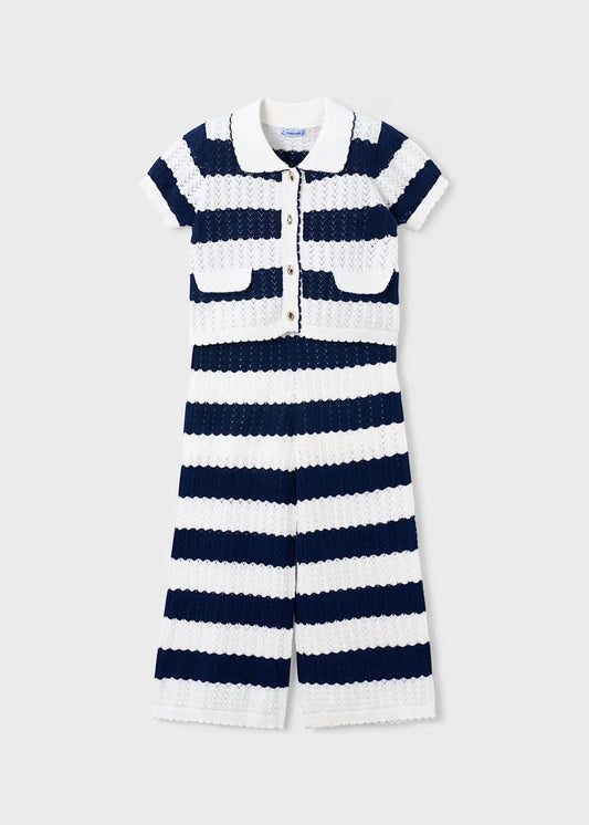 Navy Striped Crochet Set
