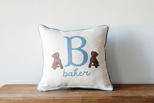 Brown Lab Initial Pillow