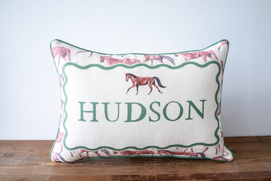 Pink Horse Name Pillow
