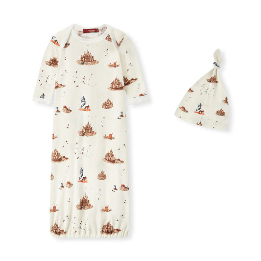 Sandcastle Organic Gown & Hat Set