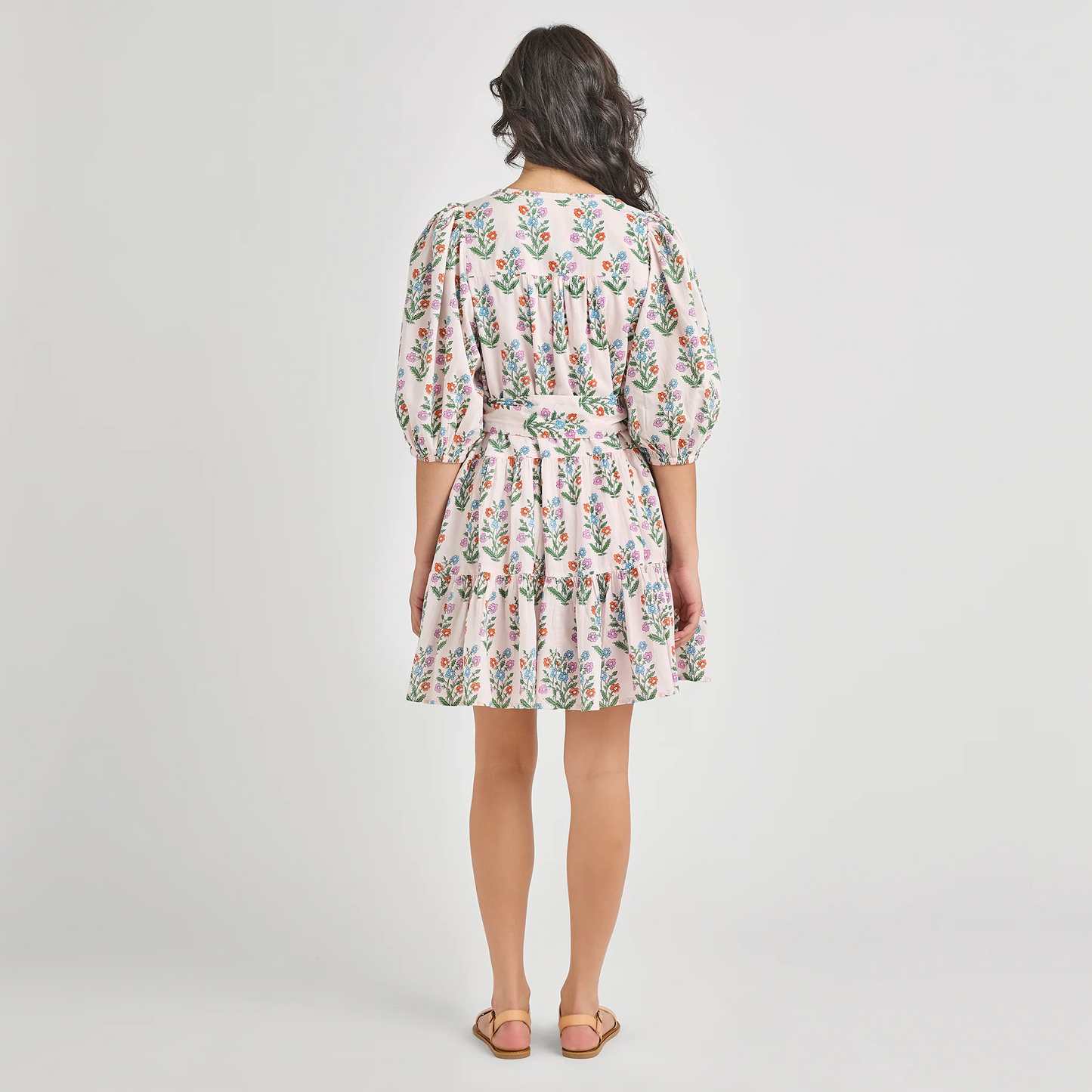 Indira Dress Womens Pink Dewdrop Block Print
