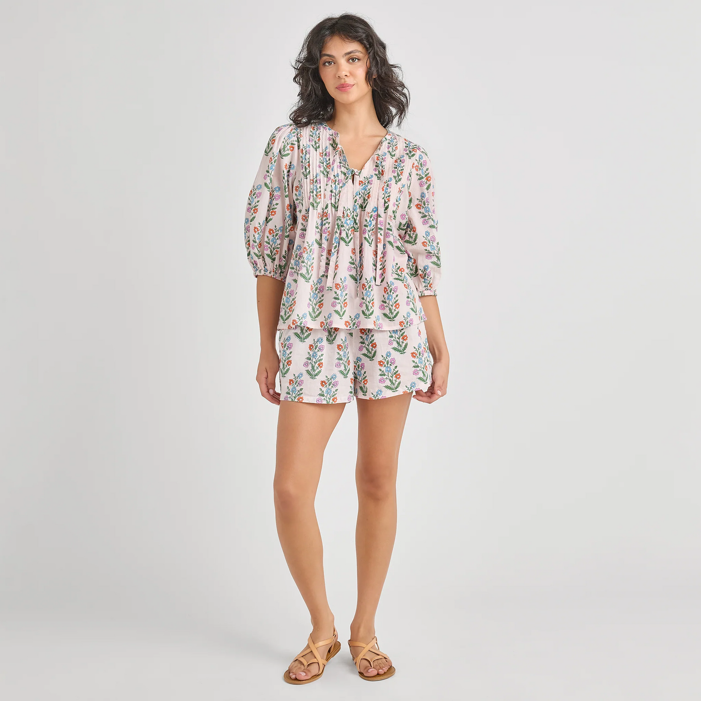 Pink Dewdrop Indira Top Block Print